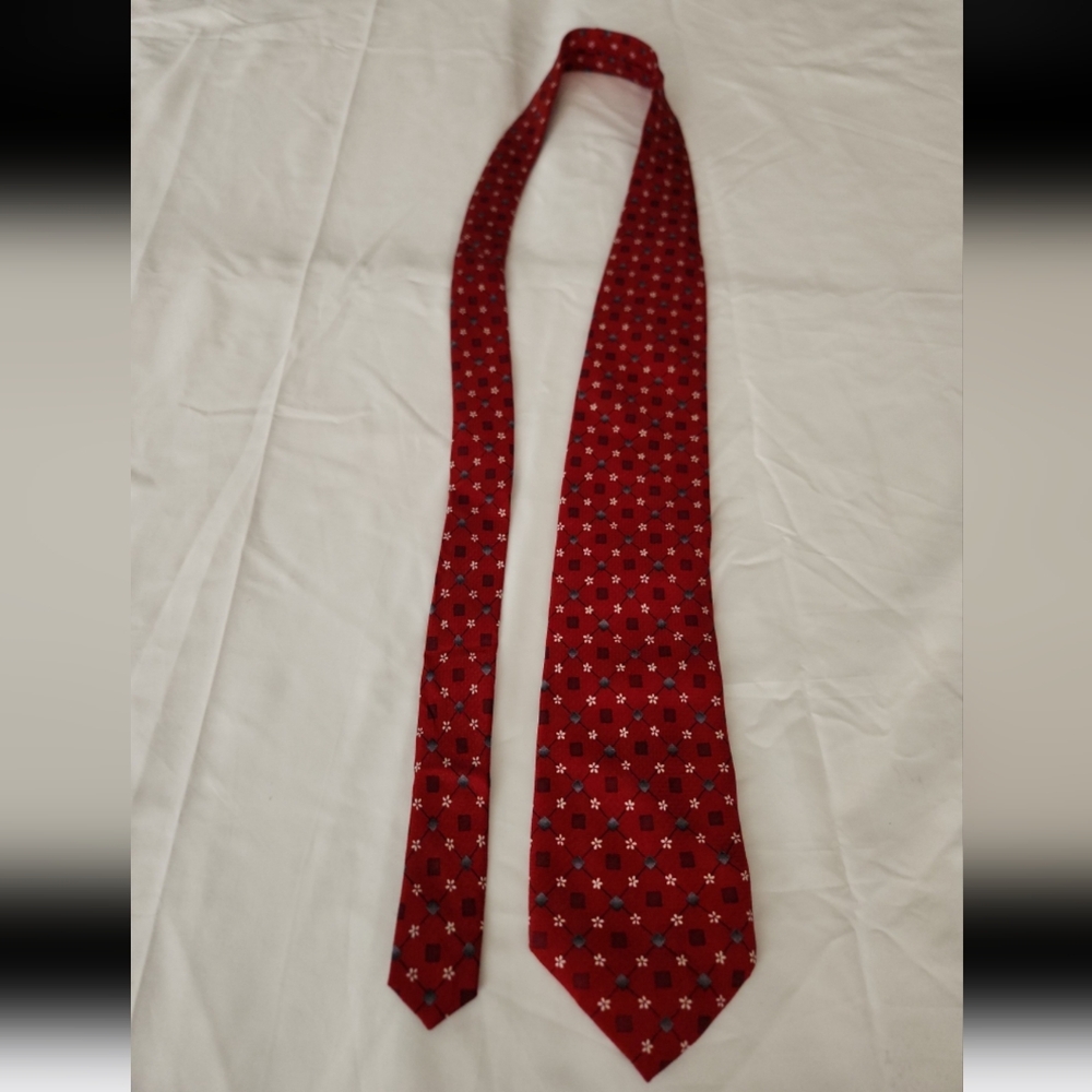 Corporate image men's red floral patterned silk tie #D016